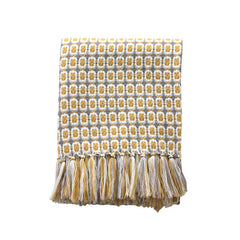 Hand Woven Pastoral Style Yellow Knitted Woolen Blanket