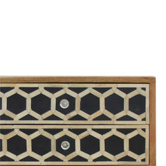 Solid Wood Bone Inlay Bedside with 2 Drawers