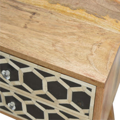Solid Wood Bone Inlay Bedside with 2 Drawers