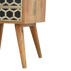 Solid Wood Bone Inlay Bedside with 2 Drawers