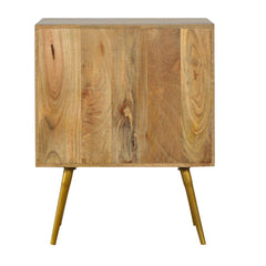 Sleek Solid Wood And Brass Inlay Bedside with Open Slot