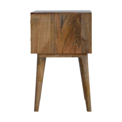 Diamond Carved Solid Wood Bedside Table with 2 Drawers