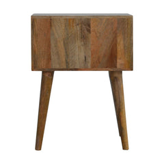 Diamond Carved Solid Wood Bedside Table with 2 Drawers
