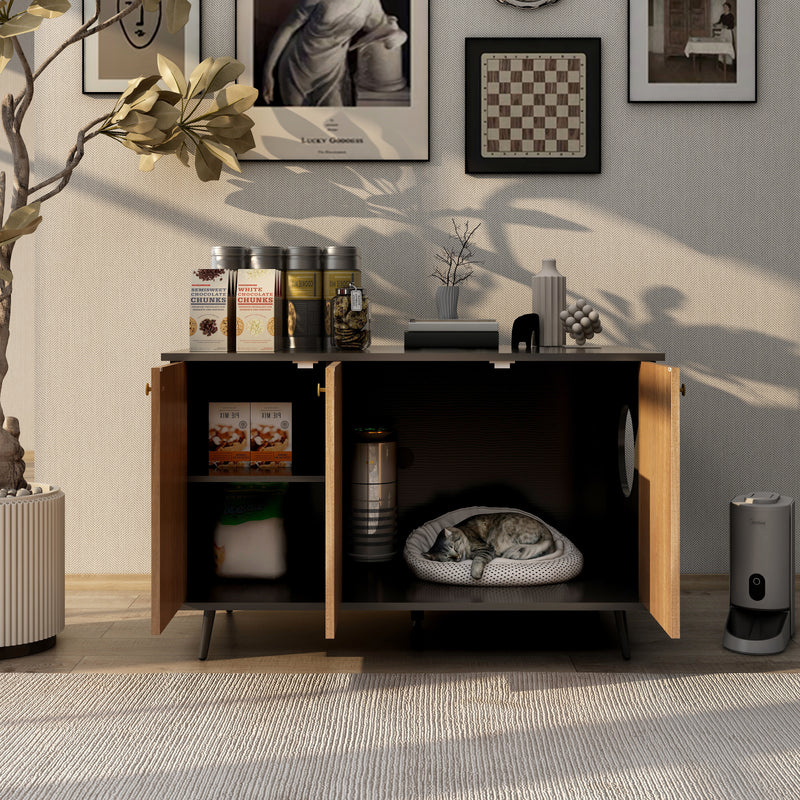 Cat Litter Box Furniture with Hidden Plug