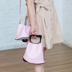 Women's Cowhide Leather Bucket Bag
