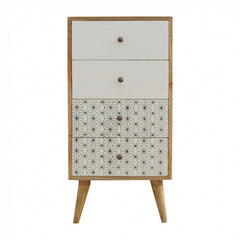 Solid Wood Geometric Screen Printed Tallboy