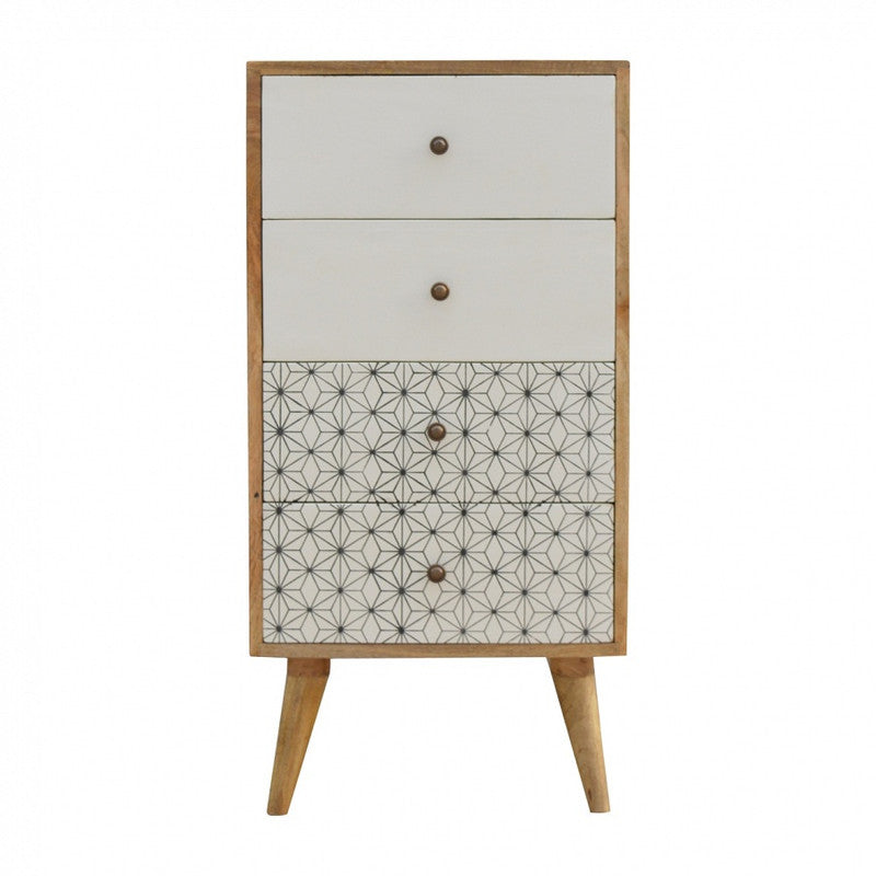 Solid Wood Geometric Screen Printed Tallboy