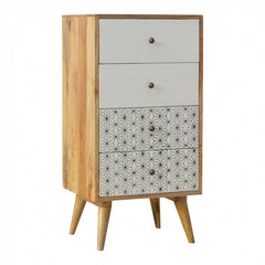 Solid Wood Geometric Screen Printed Tallboy