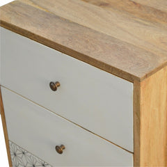 Solid Wood Geometric Screen Printed Tallboy