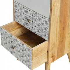 Solid Wood Geometric Screen Printed Tallboy